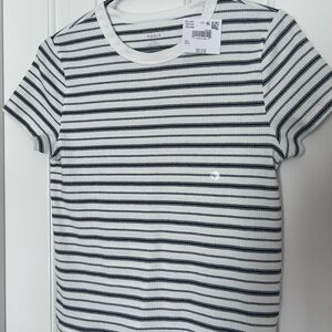 American Eagle Black and white striped 
Rubbed crew neck T-shirt. NWT